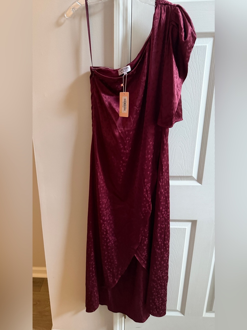 CROSBY by Mollie Burch Wine Lowery One-Shoulder Maxi Dress - NWT Size S